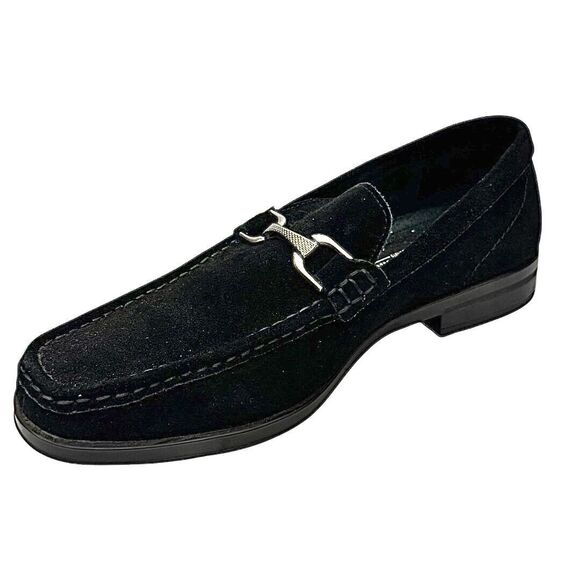 Stacy Adams Newcomb Moc Toe Bit Loafers Black Suede Size 7.5 M Slip-On Pre-Owned - Picture 2 of 11